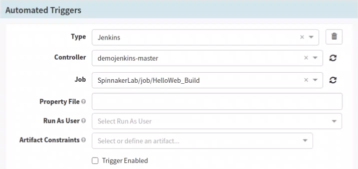 Configure Automated Triggers in Spinnaker pipeline configuration stage